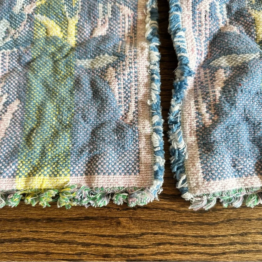 Vintage Park B. Smith woven placemats Bunny Tulip Cottage Tapestry pair